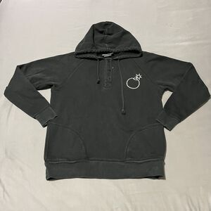 The Hundreds Adam Bomb Sweatshirt Hoodie Mens M Henley Black Chenille Pullover